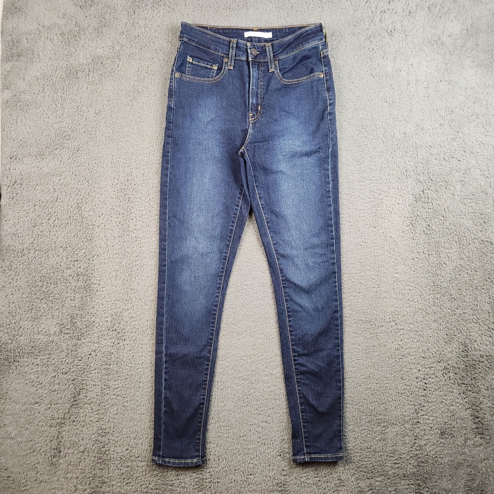 Levis 721 Jeans Womens 27 x 30 Blue Denim Dark Wash High Rise Skinny Stretch